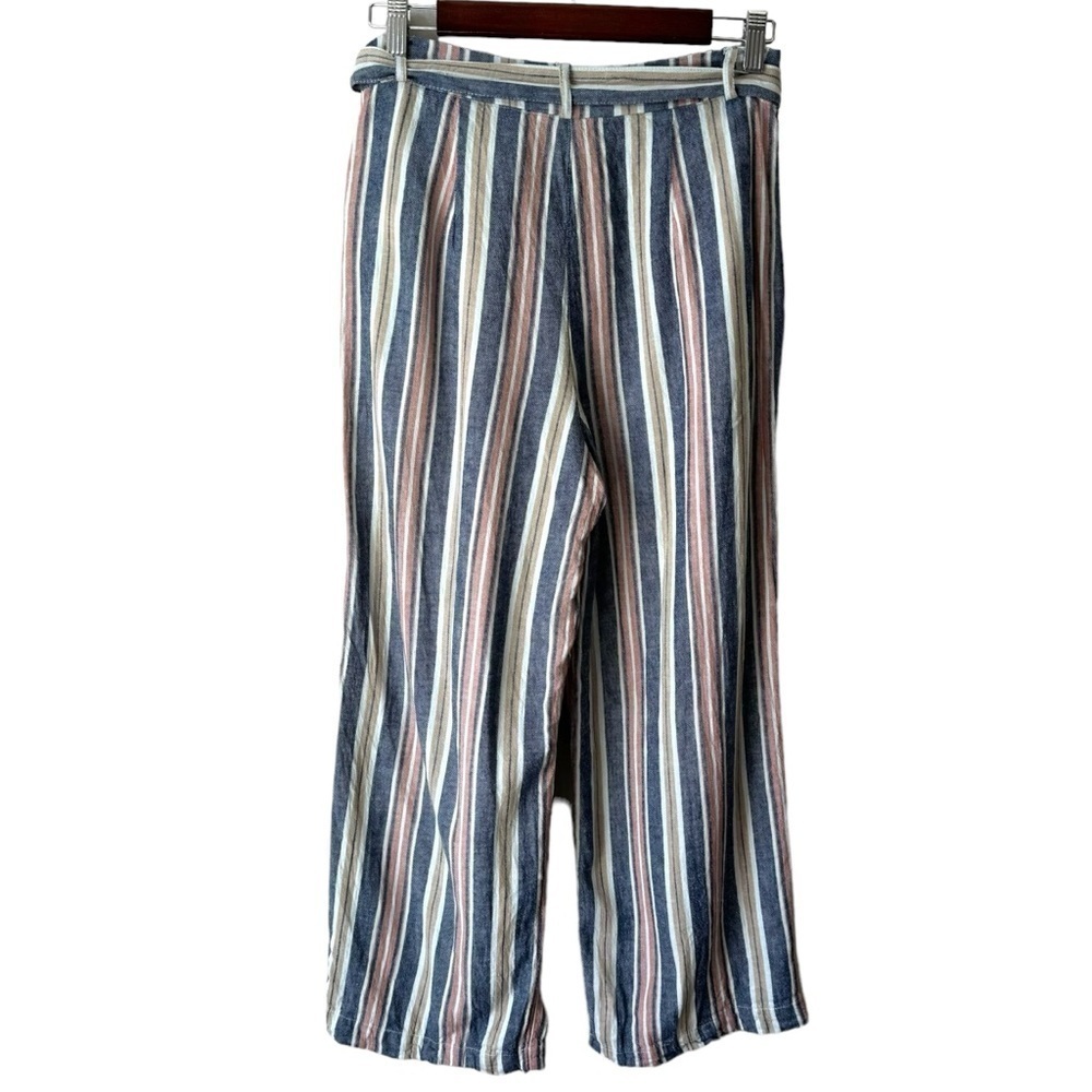 Dex Linen Blend High Rise Multi Colour Stripe Waist Tie Pants Women's Size XS - Picture 4 of 9
